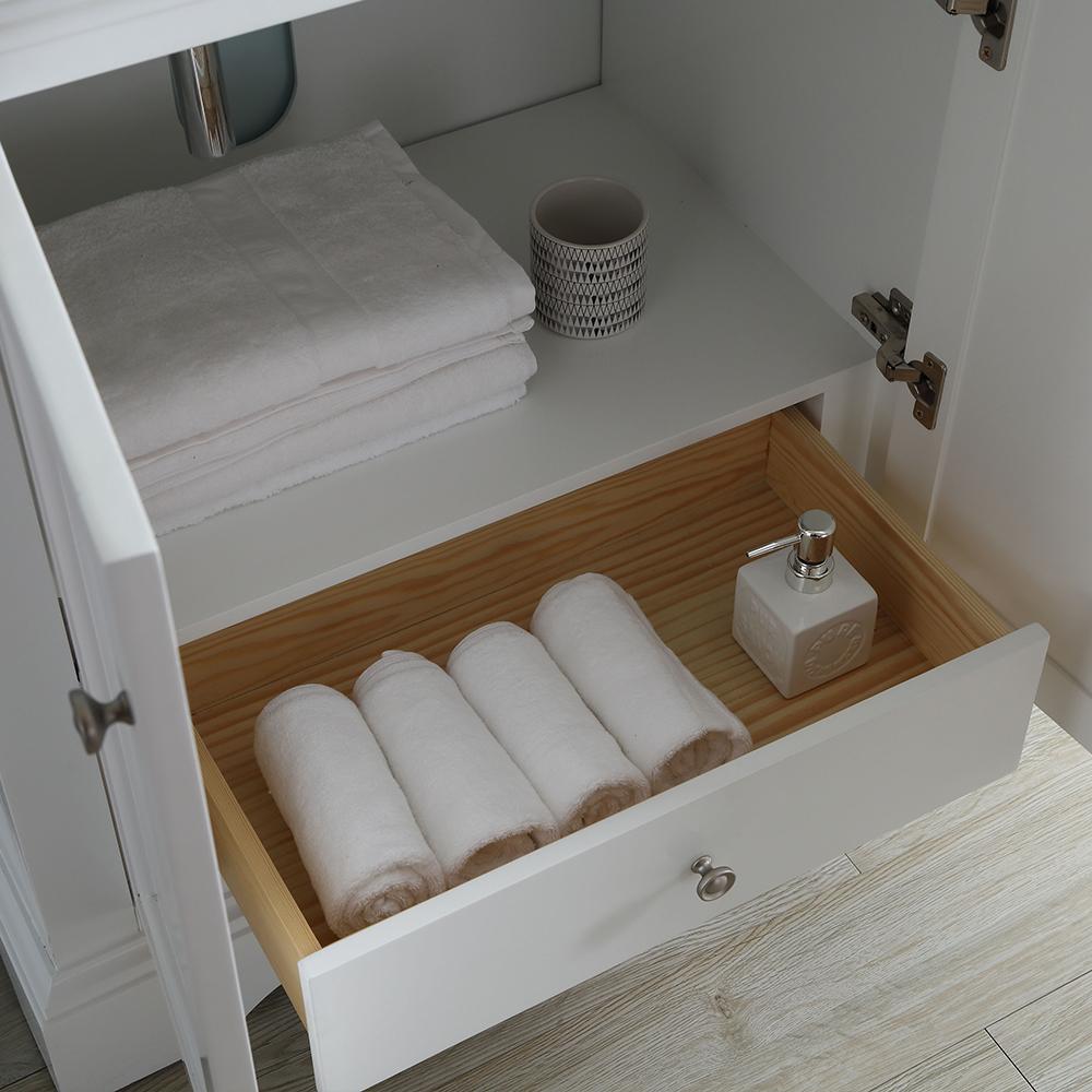 Fresca Windsor 40" Matte White Traditional Bathroom Vanity w/ Mirror