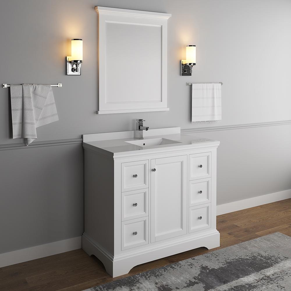 Fresca-Windsor-40"-Matte-White-Traditional-Bathroom-Vanity-w/-Mirror-(FVN2440WHM)