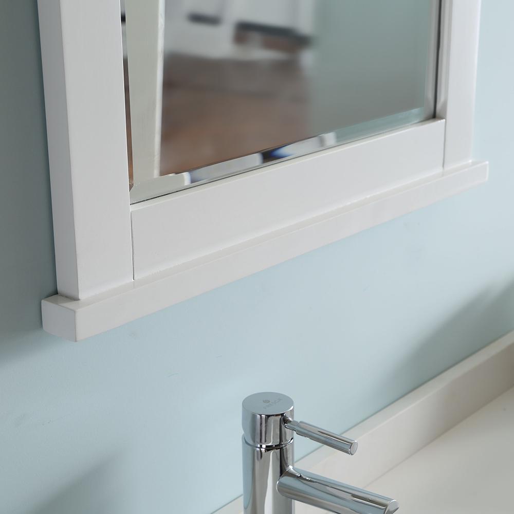 Fresca Windsor 40" Matte White Traditional Bathroom Vanity w/ Mirror