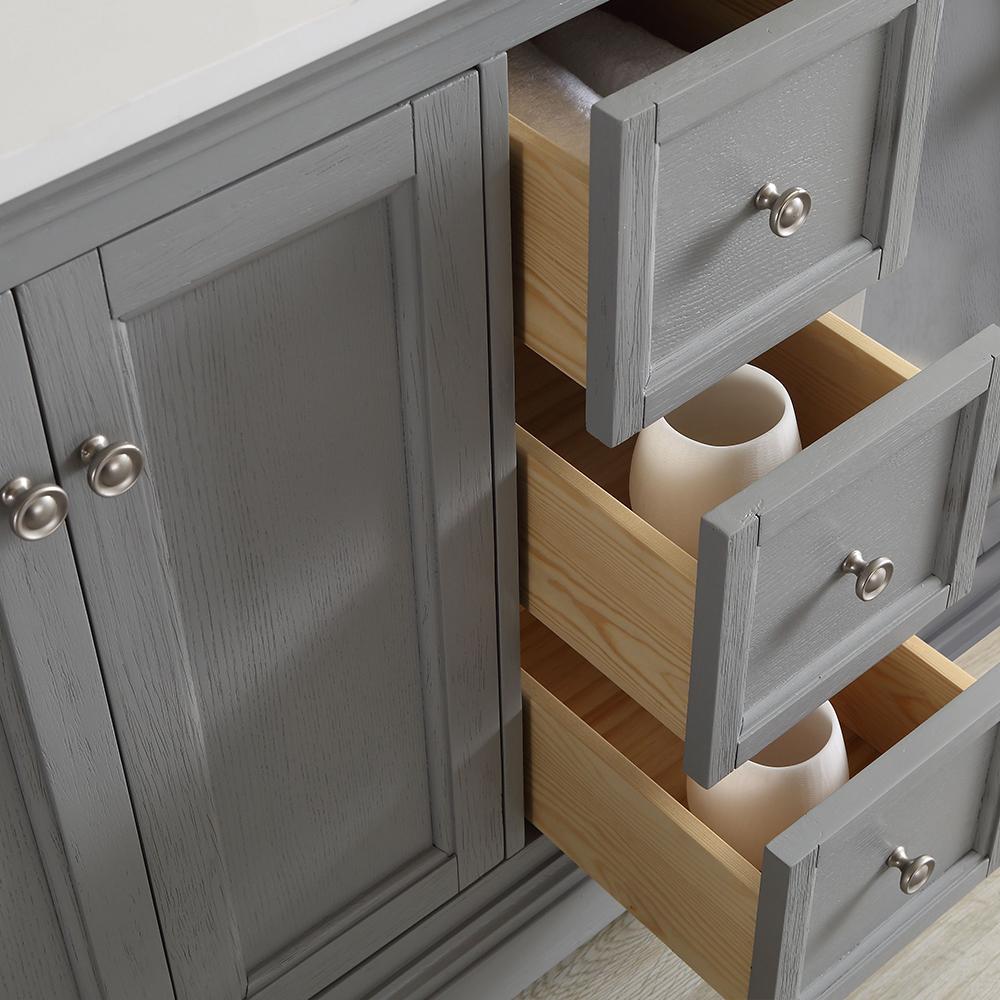 Fresca Windsor 60" Gray Textured Traditional Double Sink Bathroom Vanity w/ Mirrors