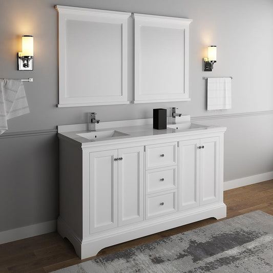 Fresca-Windsor-60"-Matte-White-Traditional-Double-Sink-Bathroom-Vanity-w/-Mirrors-(FVN2460WHM)