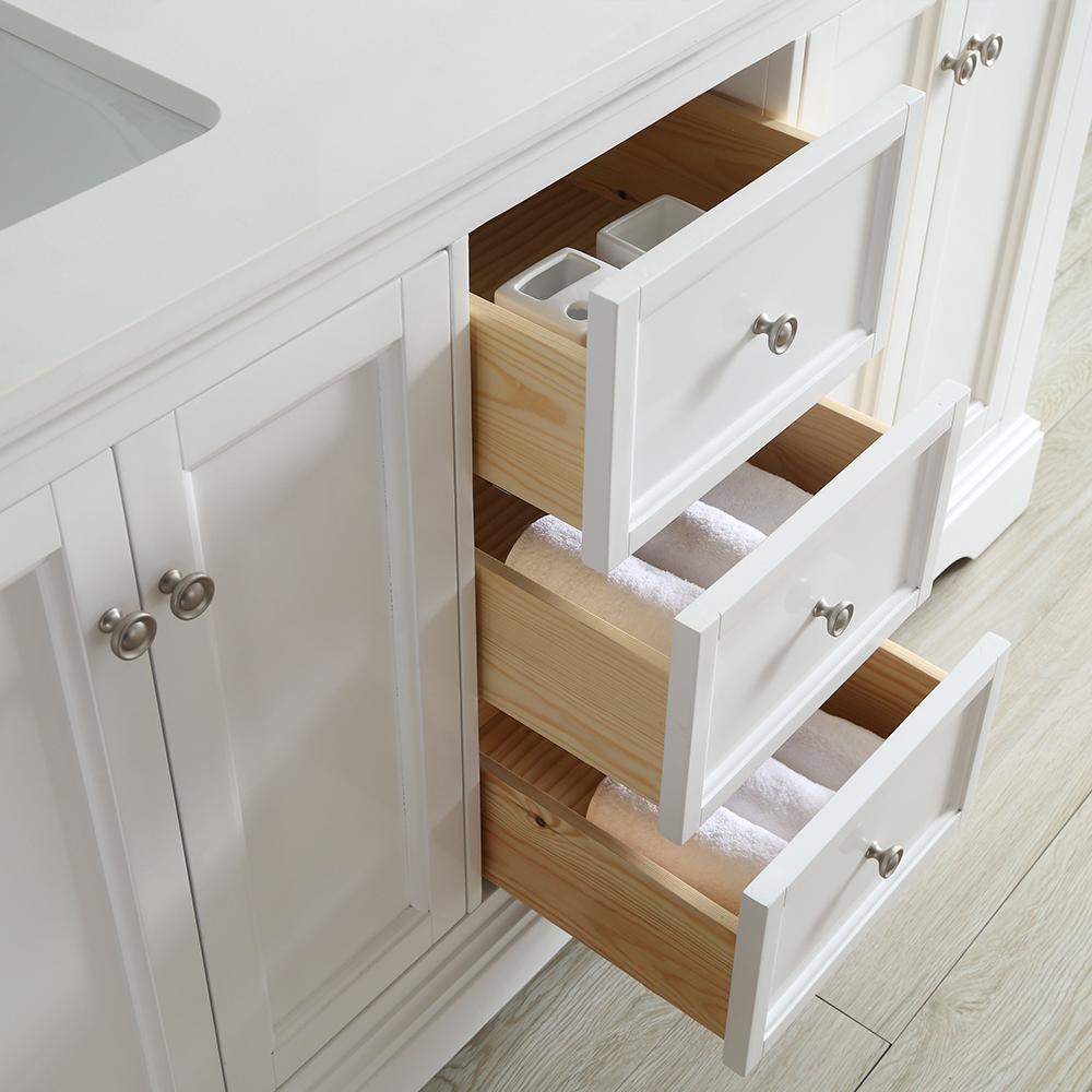 Fresca Windsor 60" Matte White Traditional Double Sink Bathroom Vanity w/ Mirrors