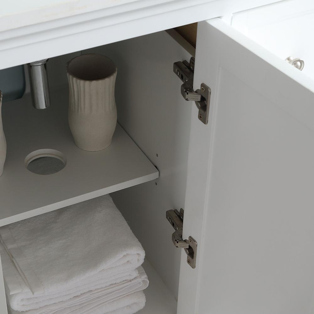 Fresca Windsor 60" Matte White Traditional Double Sink Bathroom Vanity w/ Mirrors
