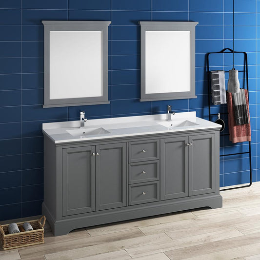 Fresca-Windsor-72"-Gray-Textured-Traditional-Double-Sink-Bathroom-Vanity-w/-Mirrors-(FVN2472GRV)