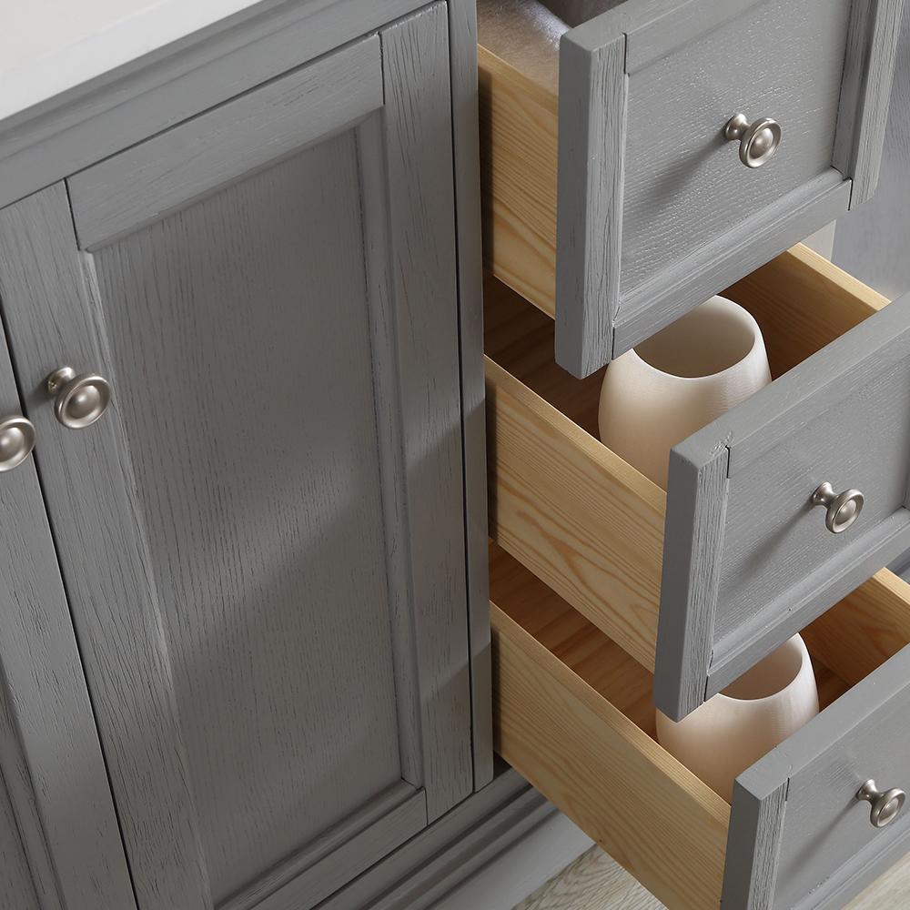 Fresca Windsor 72" Gray Textured Traditional Double Sink Bathroom Vanity w/ Mirrors