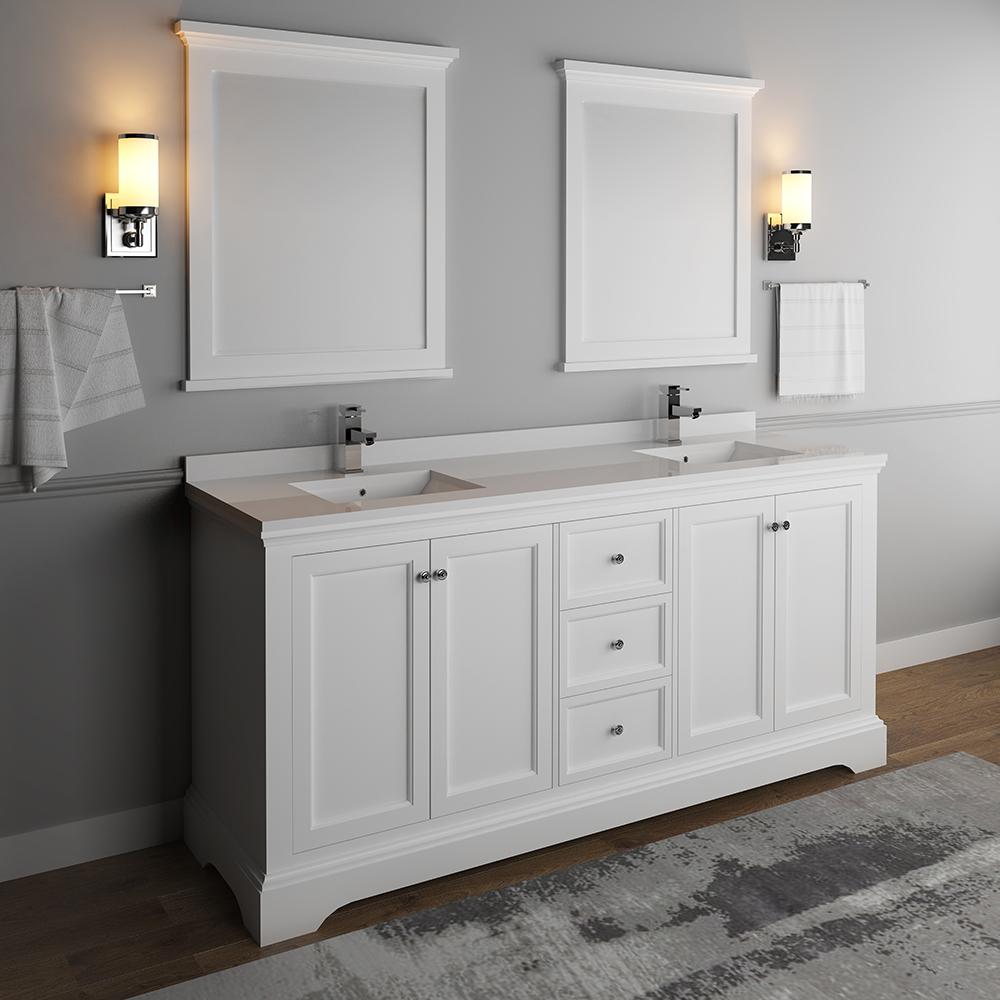 Fresca-Windsor-72"-Matte-White-Traditional-Double-Sink-Bathroom-Vanity-w/-Mirrors-(FVN2472WHM)