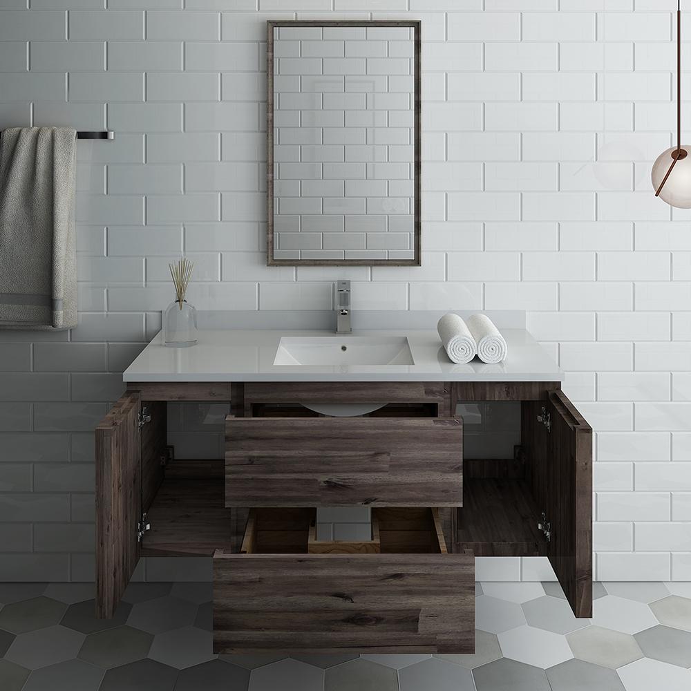 Fresca Formosa 48" Wall Hung Modern Bathroom Vanity w/ Mirror