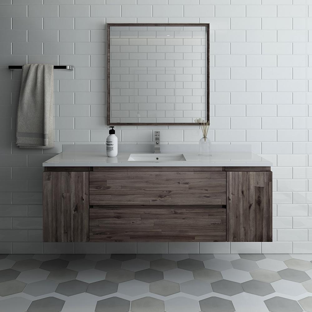 Fresca Formosa 60" Wall Hung Single Sink Modern Bathroom Vanity w/ Mirror
