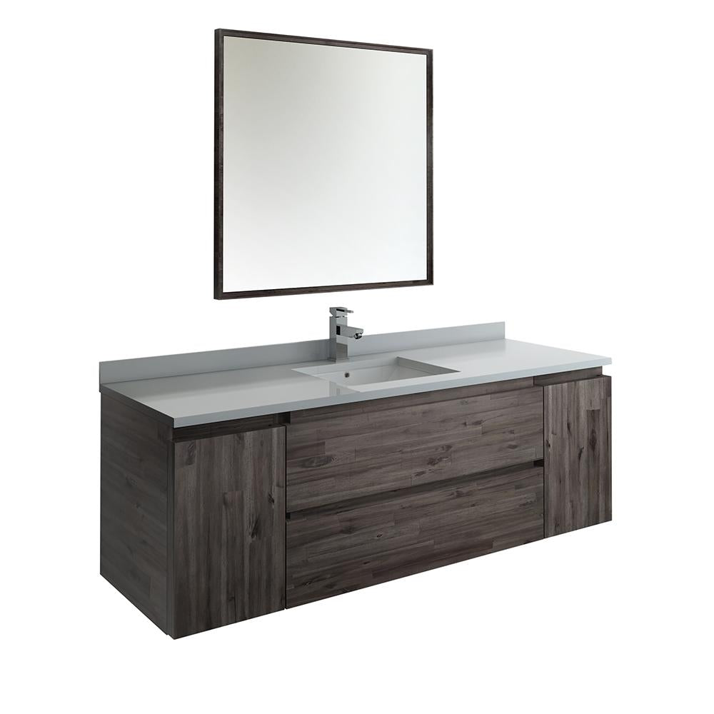 Fresca Formosa 60" Wall Hung Single Sink Modern Bathroom Vanity w/ Mirror