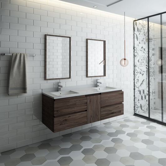 Fresca-Formosa-60"-Wall-Hung-Double-Sink-Modern-Bathroom-Vanity-w/-Mirrors-(FVN31-241224ACA)
