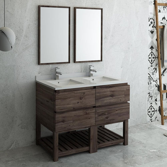Fresca-Formosa-48"-Floor-Standing-Double-Sink-Modern-Bathroom-Vanity-w/-Open-Bottom-&-Mirrors-(FVN31-2424ACA-FS)
