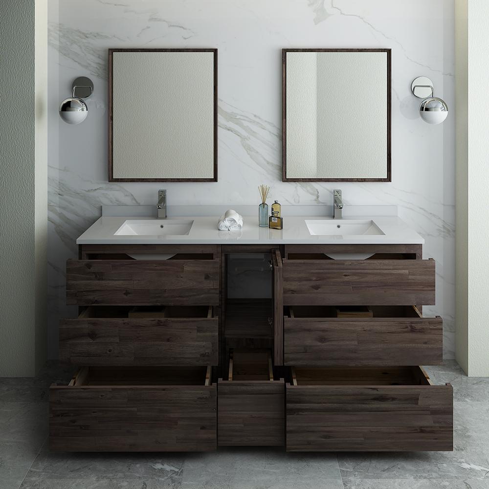 Fresca Formosa 72" Floor Standing Double Sink Modern Bathroom Vanity w/ Mirrors