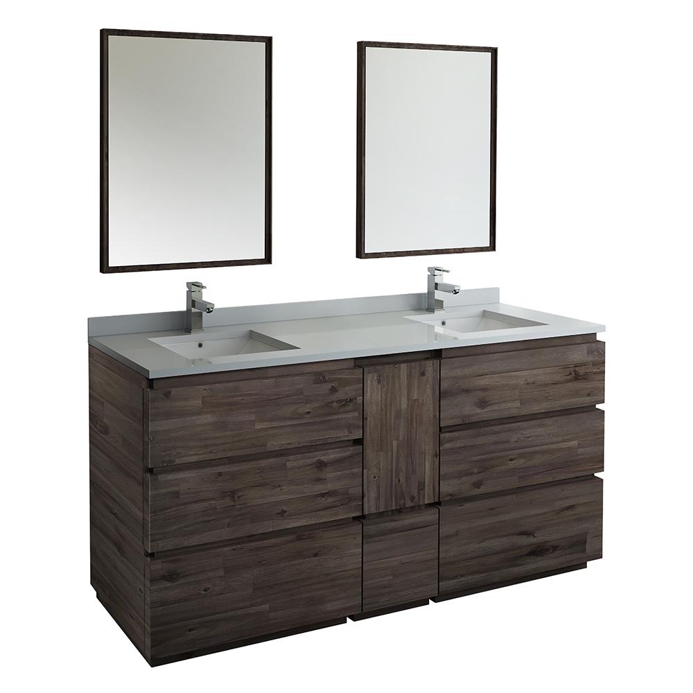 Fresca Formosa 72" Floor Standing Double Sink Modern Bathroom Vanity w/ Mirrors