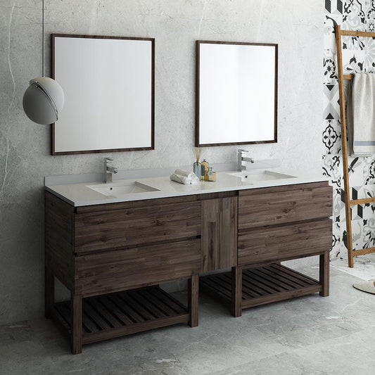 Fresca-Formosa-84"-Floor-Standing-Double-Sink-Modern-Bathroom-Vanity-w/-Open-Bottom-&-Mirrors-(FVN31-361236ACA-FS)