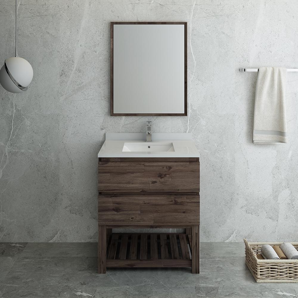 Fresca Formosa 30" Floor Standing Modern Bathroom Vanity w/ Open Bottom & Mirror