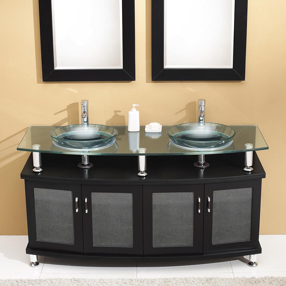 Fresca Contento 60" Espresso Double Sink Modern Bathroom Vanity w/ Mirrors