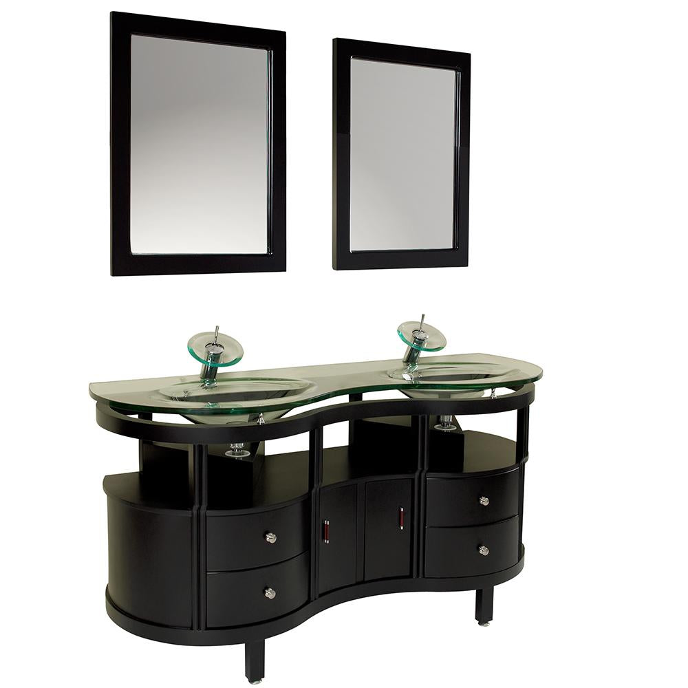 Fresca Unico 63" Espresso Modern Bathroom Vanity w/ Mirrors