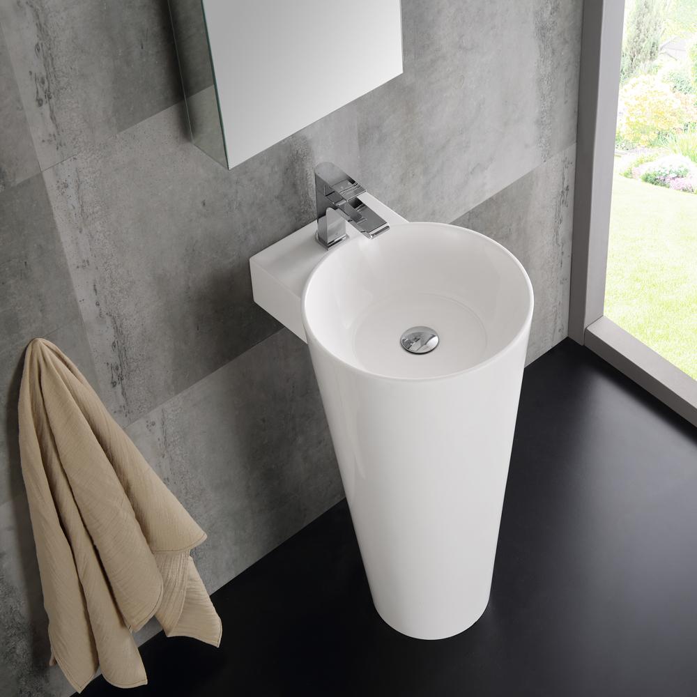 Fresca Messina 16" White Pedestal Sink w Medicine Cabinet - Modern Bathroom Vanity
