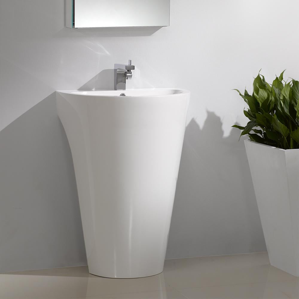 Fresca-Parma-24"-White-Pedestal-Sink-w/-Medicine-Cabinet---Modern-Bathroom-Vanity-(FVN5023WH)