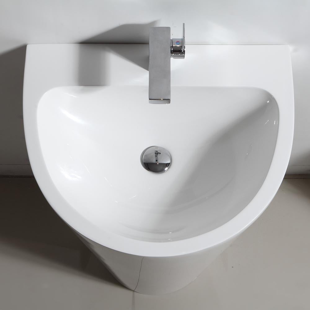 Fresca Parma 24" White Pedestal Sink w/ Medicine Cabinet - Modern Bathroom Vanity