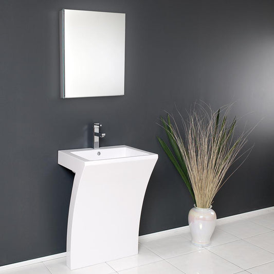 Fresca-Quadro-23"-White-Pedestal-Sink-w/-Medicine-Cabinet---Modern-Bathroom-Vanity-(FVN5024WH)