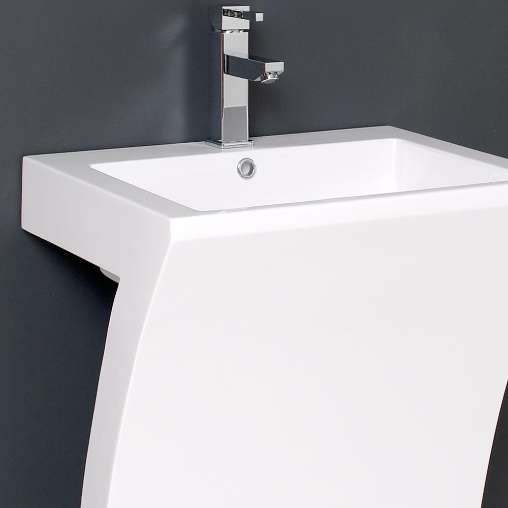 Fresca Quadro 23" White Pedestal Sink w/ Medicine Cabinet - Modern Bathroom Vanity