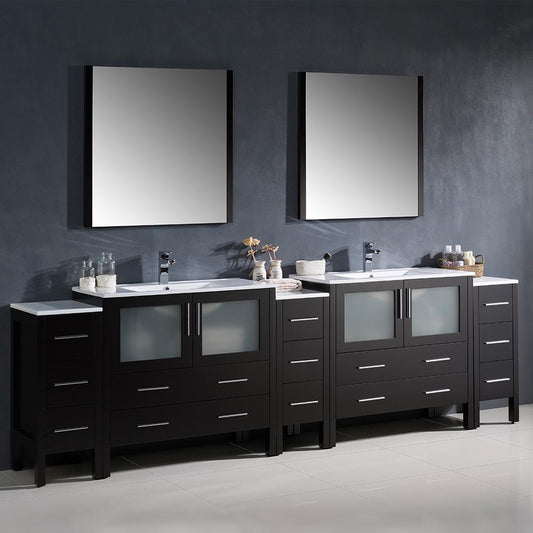 Fresca-Torino-108"-Espresso-Modern-Double-Sink-Bathroom-Vanity-w/-3-Side-Cabinets-&-Integrated-Sinks-(FVN62-108ES-UNS)