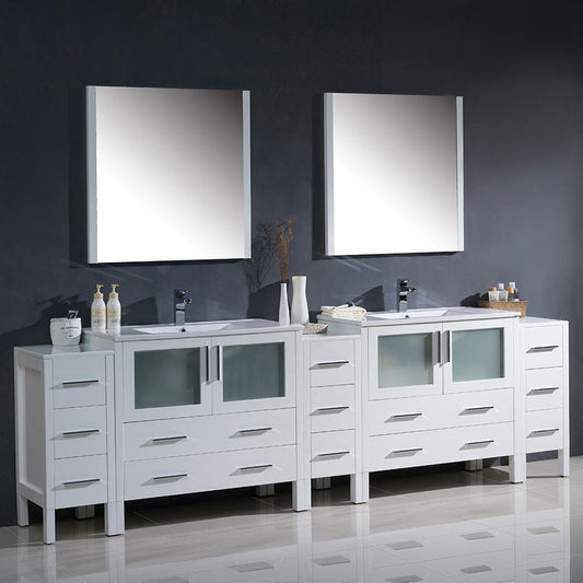 Fresca-Torino-108"-White-Modern-Double-Sink-Bathroom-Vanity-w/-3-Side-Cabinets-&-Integrated-Sinks-(FVN62-108WH-UNS)