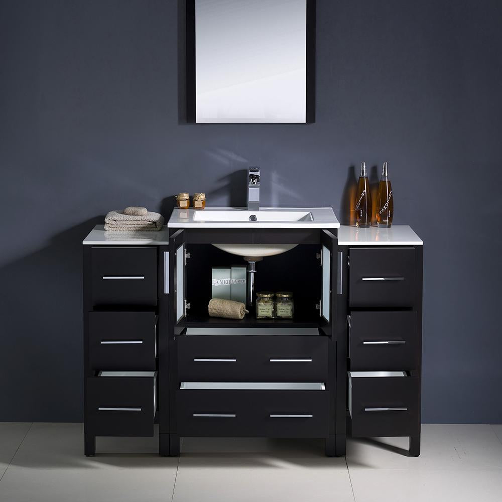Fresca Torino 48" Espresso Modern Bathroom Vanity w/ 2 Side Cabinets & Integrated Sink