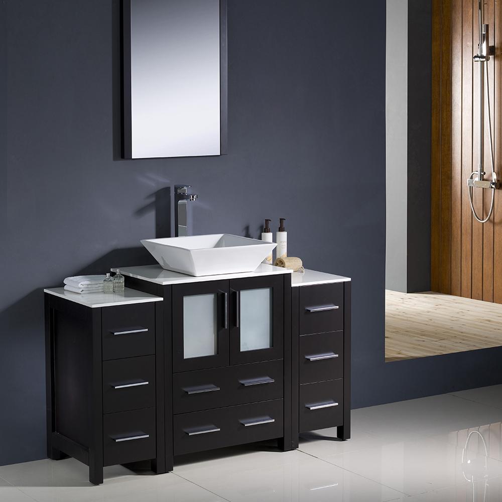 Fresca-Torino-48"-Espresso-Modern-Bathroom-Vanity-w/-2-Side-Cabinets-&-Vessel-Sink-(FVN62-122412ES-VSL)