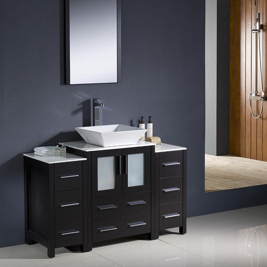 Fresca-Torino-48"-Espresso-Modern-Bathroom-Vanity-w/-2-Side-Cabinets-&-Vessel-Sink-(FVN62-122412ES-VSL)