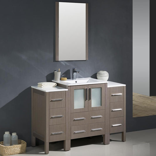 Fresca-Torino-48"-Gray-Oak-Modern-Bathroom-Vanity-w/-2-Side-Cabinets-&-Integrated-Sink-(FVN62-122412GO-UNS)