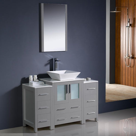 Fresca-Torino-48"-Gray-Modern-Bathroom-Vanity-w/-2-Side-Cabinets-&-Vessel-Sink-(FVN62-122412GR-VSL)