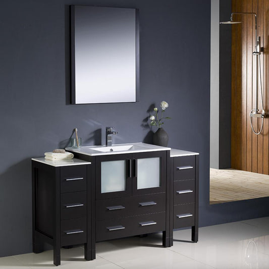 Fresca-Torino-54"-Espresso-Modern-Bathroom-Vanity-w/-2-Side-Cabinets-&-Integrated-Sink-(FVN62-123012ES-UNS)