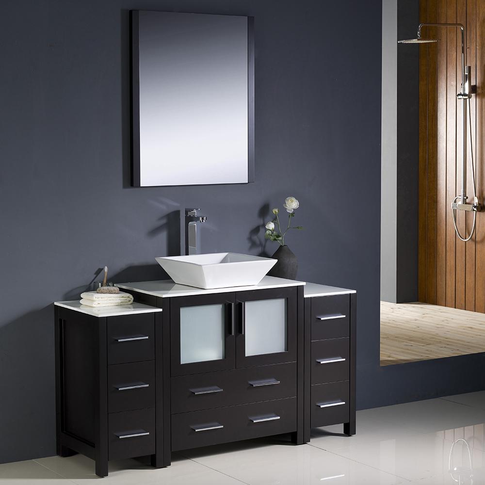 Fresca-Torino-54"-Espresso-Modern-Bathroom-Vanity-w/-2-Side-Cabinets-&-Vessel-Sink-(FVN62-123012ES-VSL)