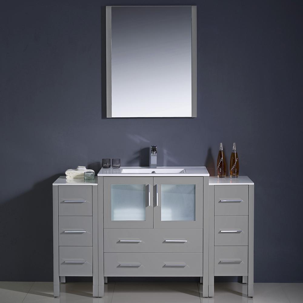Fresca Torino 54" Gray Modern Bathroom Vanity w/ 2 Side Cabinets & Integrated Sink