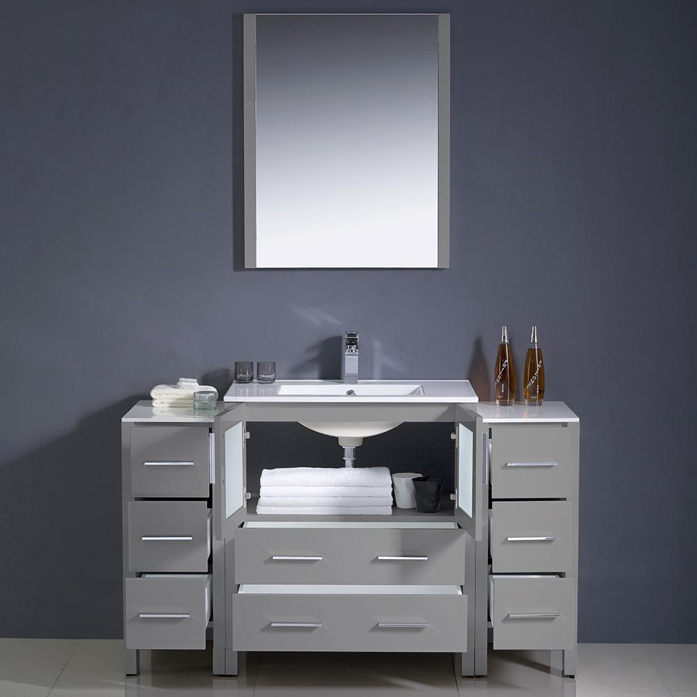 Fresca Torino 54" Gray Modern Bathroom Vanity w/ 2 Side Cabinets & Integrated Sink
