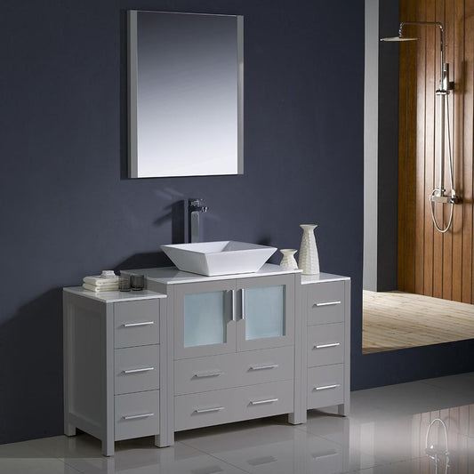 Fresca-Torino-54"-Gray-Modern-Bathroom-Vanity-w/-2-Side-Cabinets-&-Vessel-Sink-(FVN62-123012GR-VSL)