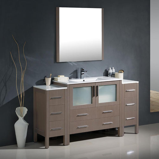 Fresca-Torino-60"-Gray-Oak-Modern-Bathroom-Vanity-w/-2-Side-Cabinets-&-Integrated-Sink-(FVN62-123612GO-UNS)