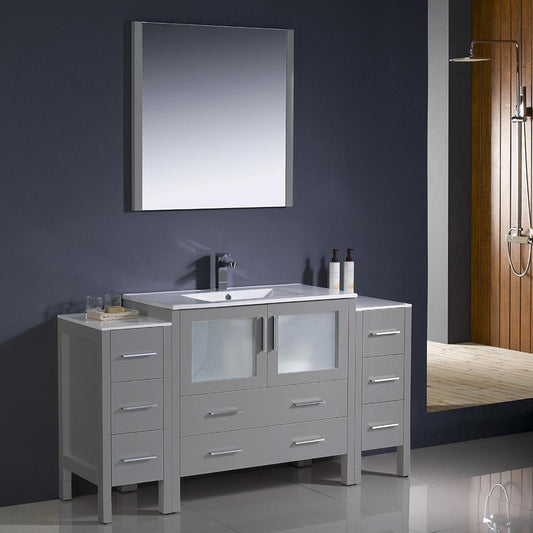 Fresca-Torino-60"-Gray-Modern-Bathroom-Vanity-w/-2-Side-Cabinets-&-Integrated-Sink-(FVN62-123612GR-UNS)