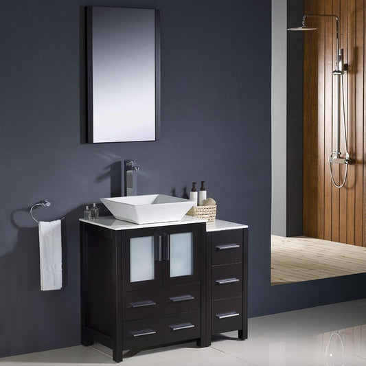 Fresca-Torino-36"-Espresso-Modern-Bathroom-Vanity-w/-Side-Cabinet-&-Vessel-Sink-(FVN62-2412ES-VSL)