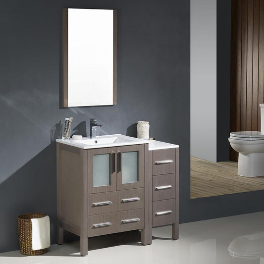 Fresca-Torino-36"-Gray-Oak-Modern-Bathroom-Vanity-w/-Side-Cabinet-&-Integrated-Sinks-(FVN62-2412GO-UNS)