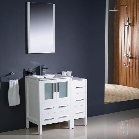 Fresca-Torino-36"-White-Modern-Bathroom-Vanity-w/-Side-Cabinet-&-Integrated-Sink-(FVN62-2412WH-UNS)