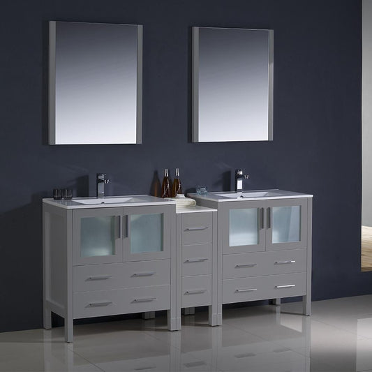 Fresca-Torino-72"-Gray-Modern-Double-Sink-Bathroom-Vanity-w/-Side-Cabinet-&-Integrated-Sinks-(FVN62-301230GR-UNS)