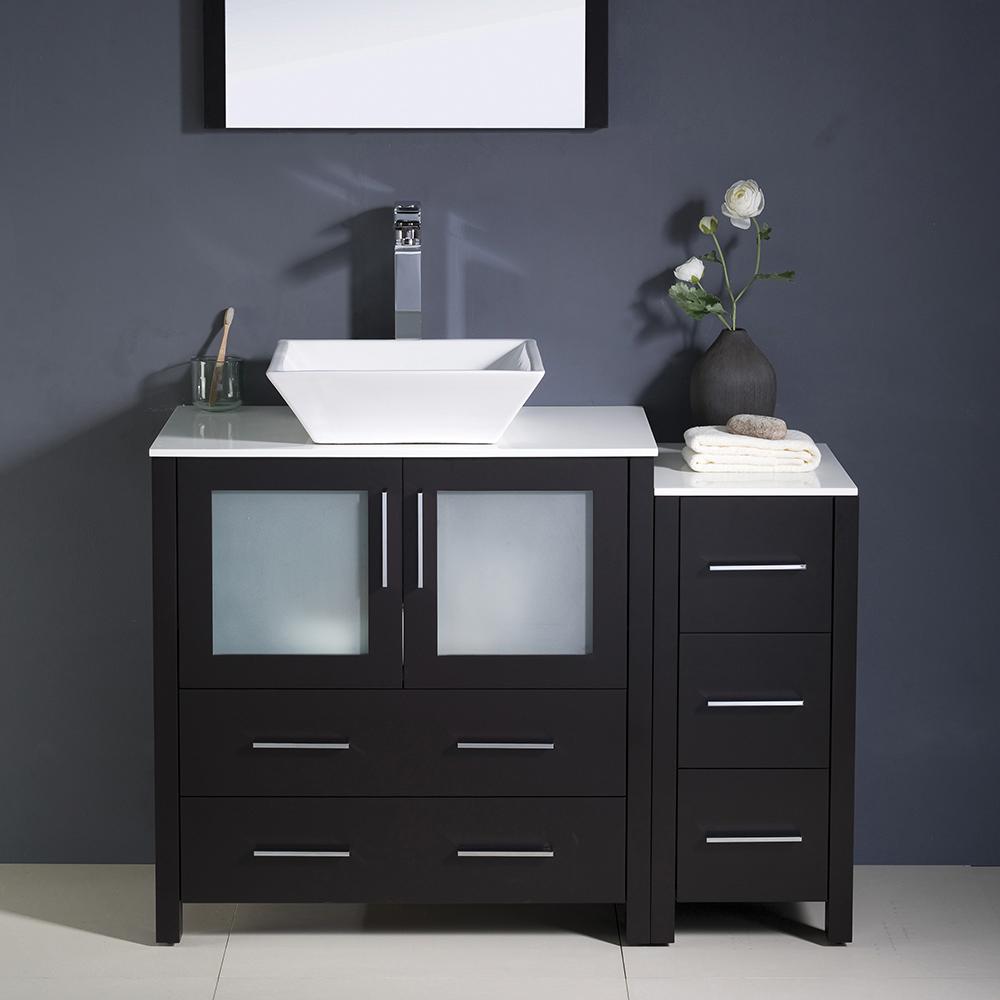 Fresca Torino 42" Espresso Modern Bathroom Vanity w/ Side Cabinet & Vessel Sink