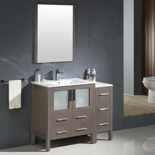 Fresca-Torino-42"-Gray-Oak-Modern-Bathroom-Vanity-w/-Side-Cabinet-&-Integrated-Sink-(FVN62-3012GO-UNS)