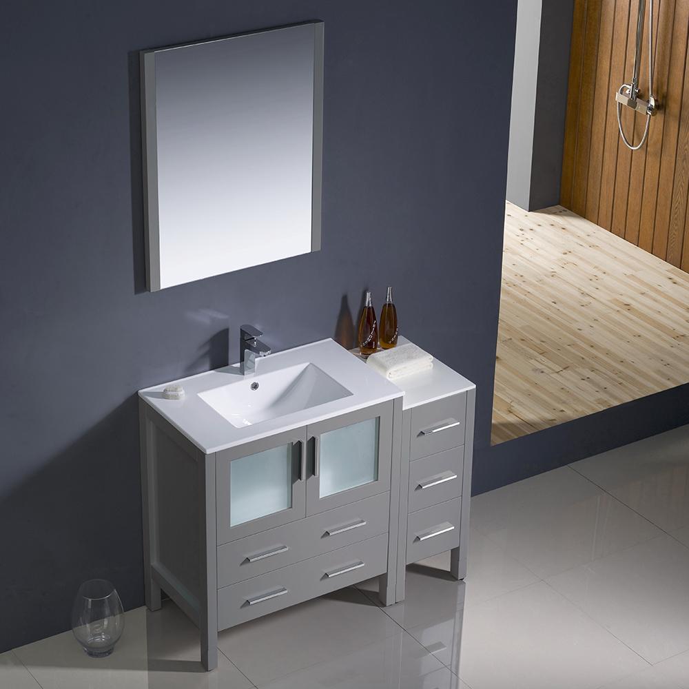 Fresca Torino 42" Gray Modern Bathroom Vanity w/ Side Cabinet & Integrated Sink