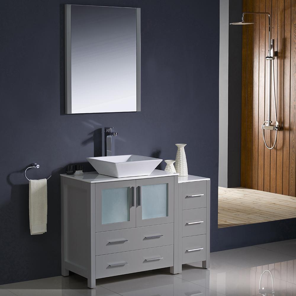 Fresca-Torino-42"-Gray-Modern-Bathroom-Vanity-w/-Side-Cabinet-&-Vessel-Sink-(FVN62-3012GR-VSL)