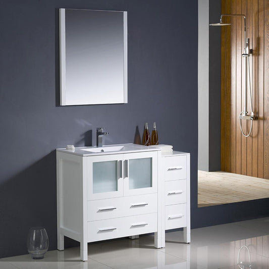 Fresca-Torino-42"-White-Modern-Bathroom-Vanity-w/-Side-Cabinet-&-Integrated-Sink-(FVN62-3012WH-UNS)