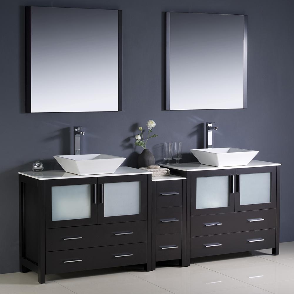 Fresca-Torino-84"-Espresso-Modern-Double-Sink-Bathroom-Vanity-w/-Side-Cabinet-&-Vessel-Sinks-(FVN62-361236ES-VSL)